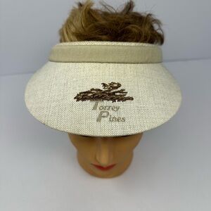 Vintage Torrey Pines Hat Golf Visor Women's Beige Imperial Headwear Made in USA